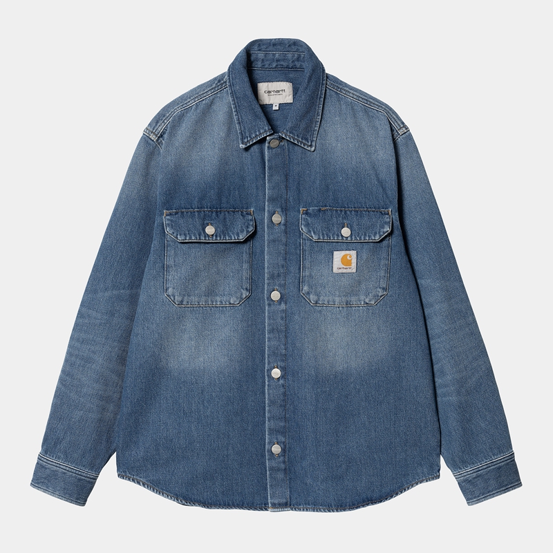 Blue Men Carhartt Harvey Shirt Jackets | XWR-023861