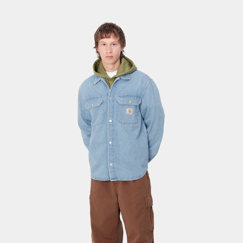 Blue Men Carhartt Harvey Shirt Jackets | KHE-546370