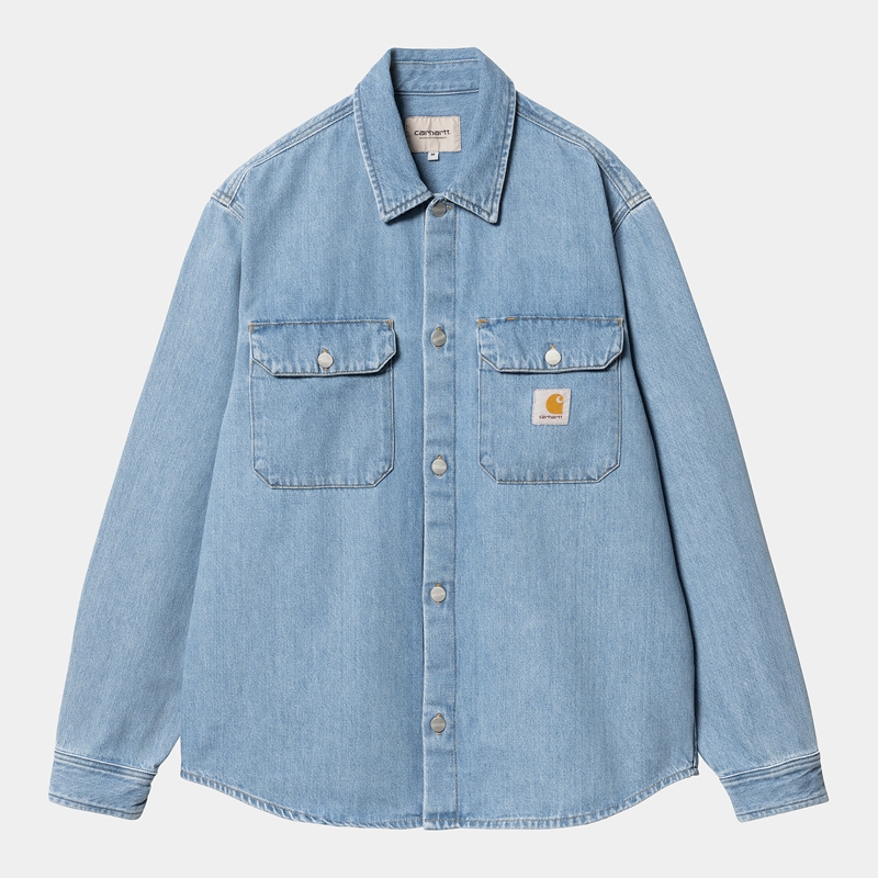 Blue Men Carhartt Harvey Shirt Jackets | KHE-546370