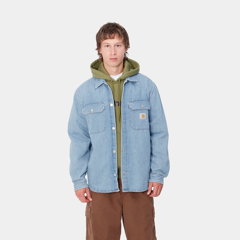 Blue Men Carhartt Harvey Shirt Jackets | KHE-546370