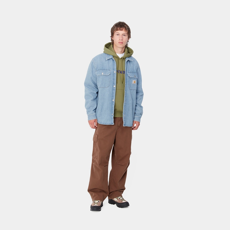 Blue Men Carhartt Harvey Shirt Jackets | GUP-147203