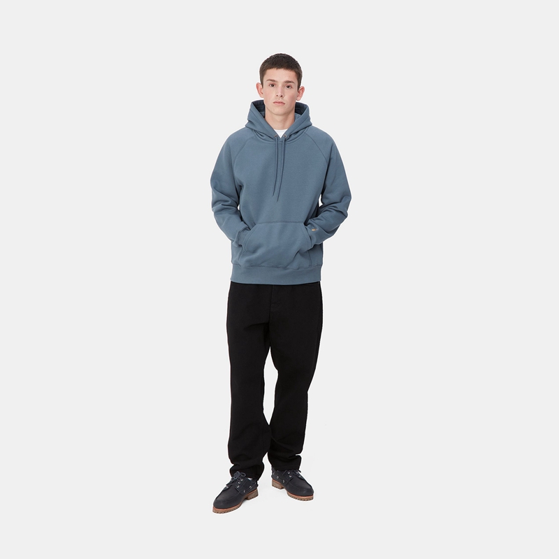 Blue Men Carhartt Hooded Chase Hoodie | ALM-360841