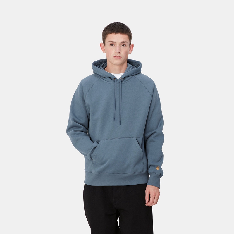 Blue Men Carhartt Hooded Chase Hoodie | ALM-360841