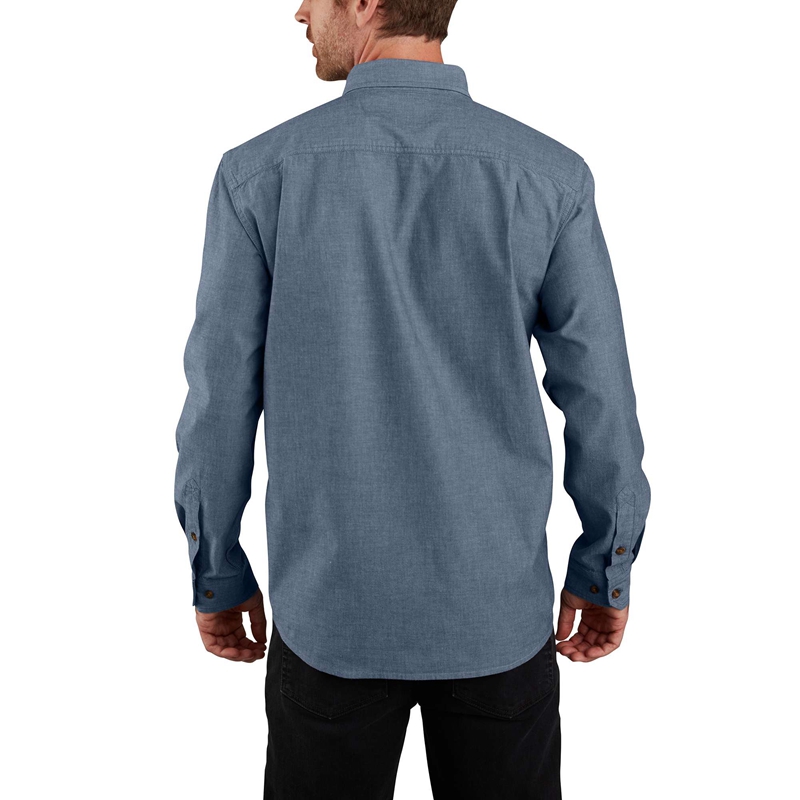 Blue Men Carhartt Loose Fit Midweight Chambray Long-Sleeve Shirts | JAX-597148