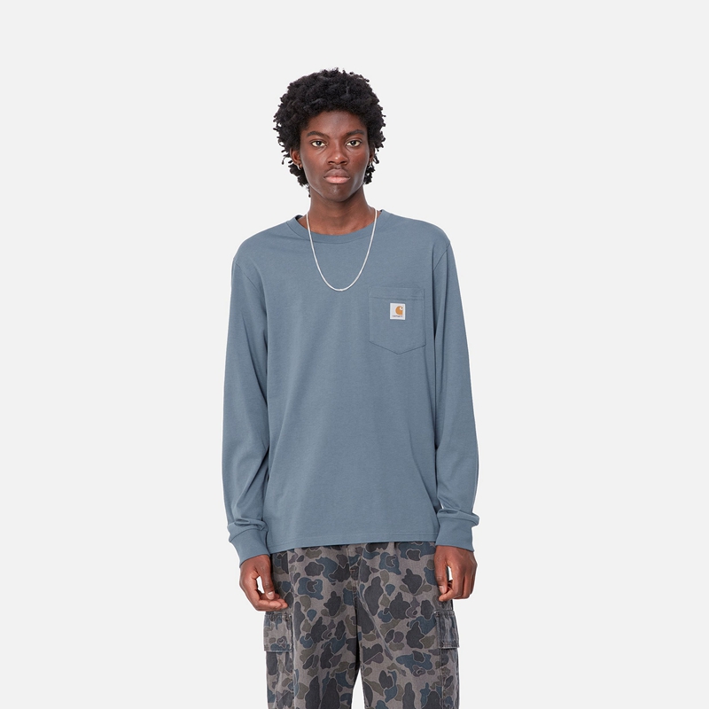 Blue Men Carhartt Pocket Sweatshirt | HPE-596823