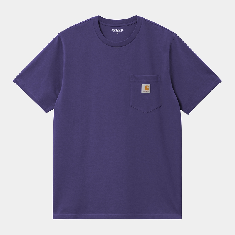 Blue Men Carhartt Pocket T-Shirt | VRU-386472