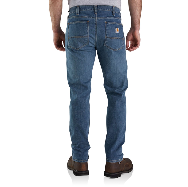 Blue Men Carhartt Rugged Flex® Relaxed Fit Low Rise 5-Pocket Tapered Jeans | TKE-560219