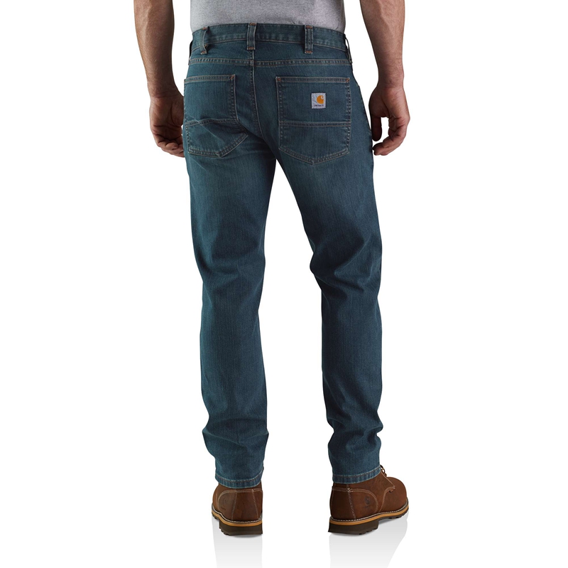 Blue Men Carhartt Rugged Flex® Relaxed Fit Low Rise 5-Pocket Tapered Jeans | TKE-560219