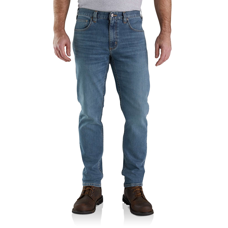 Blue Men Carhartt Rugged Flex® Relaxed Fit Low Rise 5-Pocket Tapered Jeans | TKE-560219