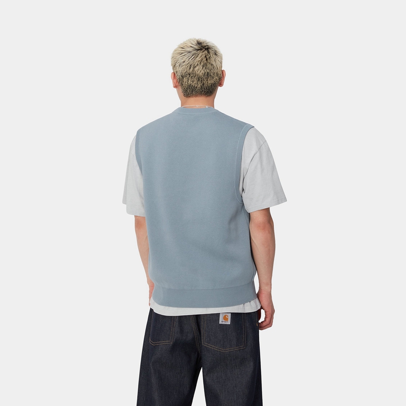 Blue Men Carhartt Script Vest | CRB-019865