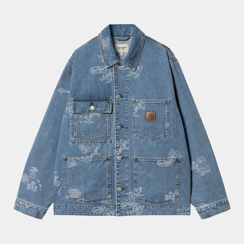 Blue Men Carhartt Stamp Jackets | MAL-703246