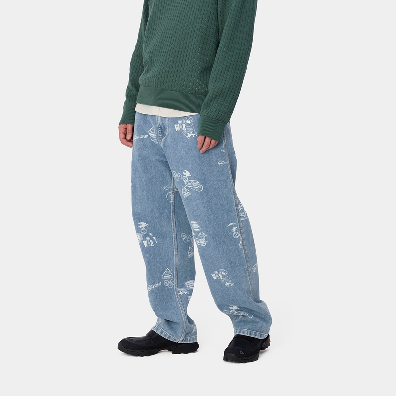 Blue Men Carhartt Stamp Pants | EJD-248657