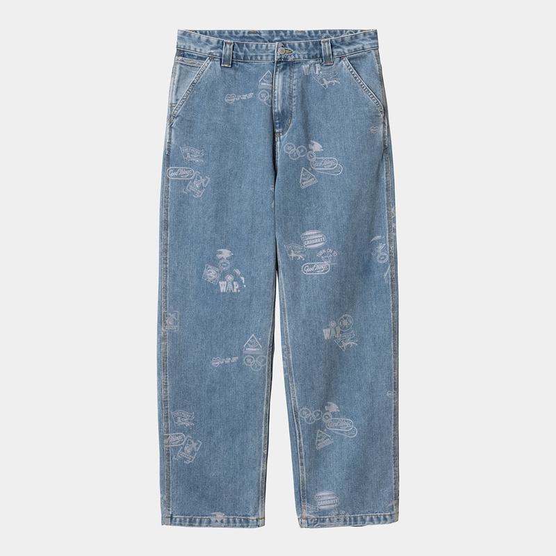 Blue Men Carhartt Stamp Pants | EJD-248657