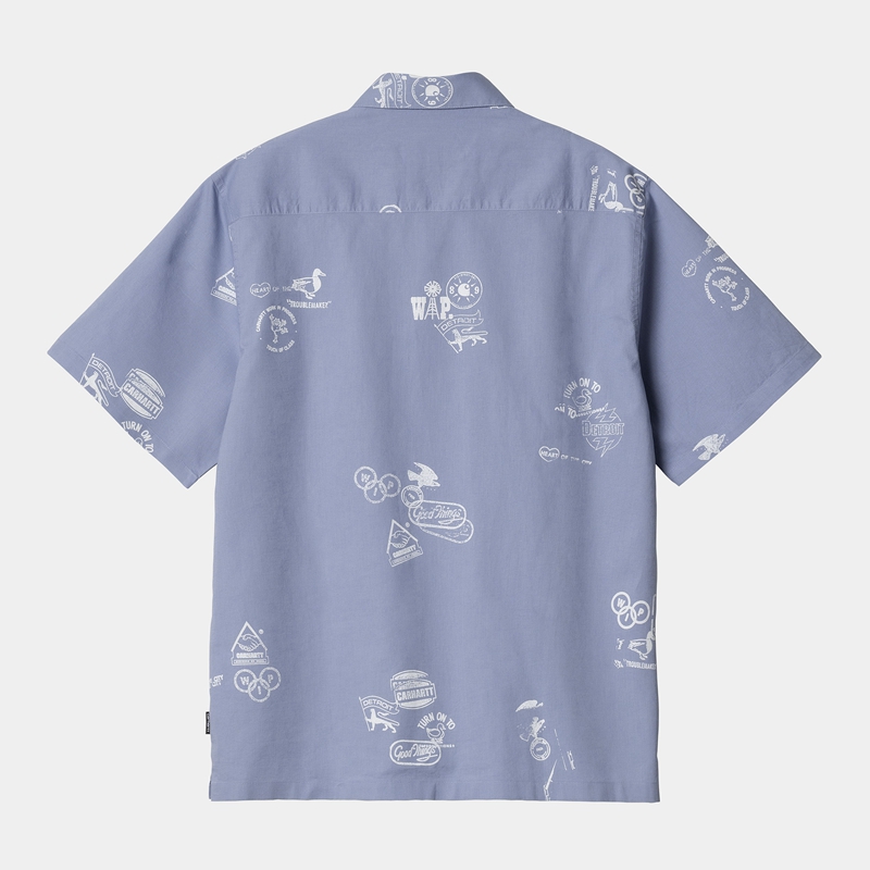 Blue Men Carhartt Stamp Shirts | KAH-530196