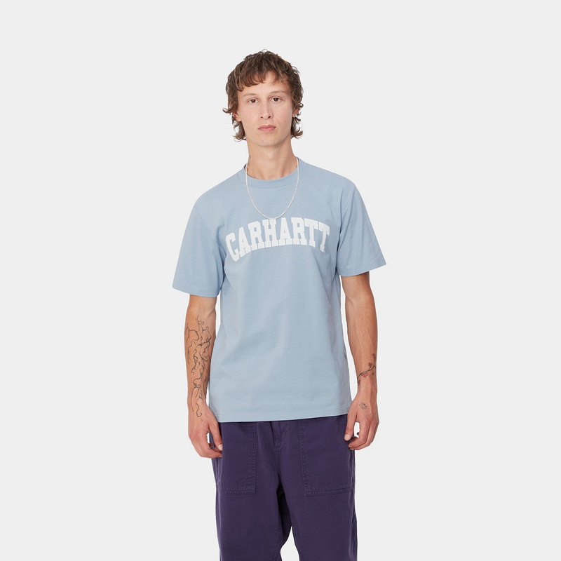 Blue Men Carhartt University T-Shirt | IHJ-186943