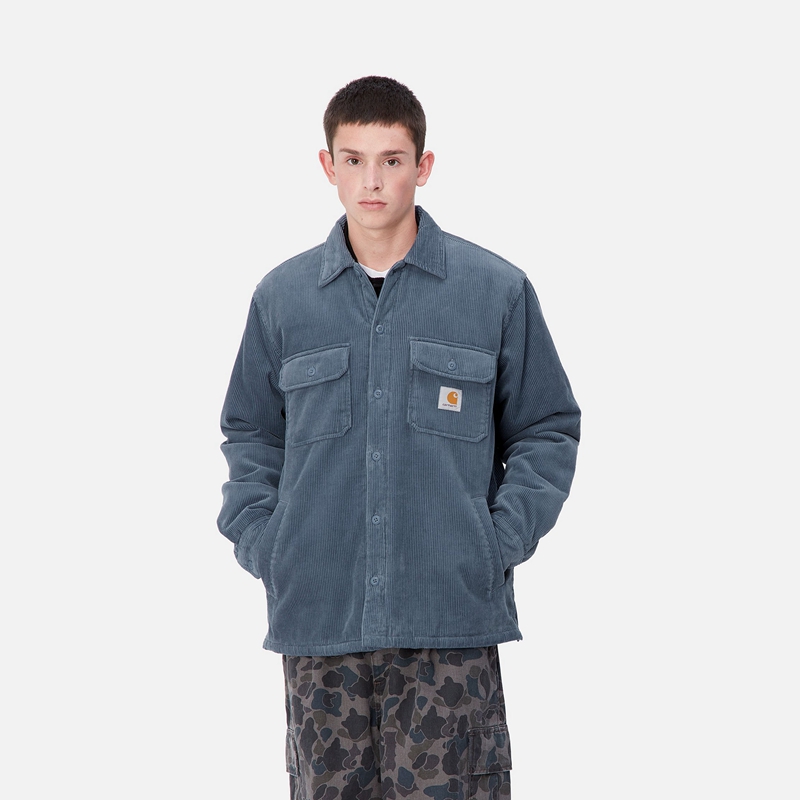 Blue Men Carhartt Whitsome Shirt Jackets | UKW-642317