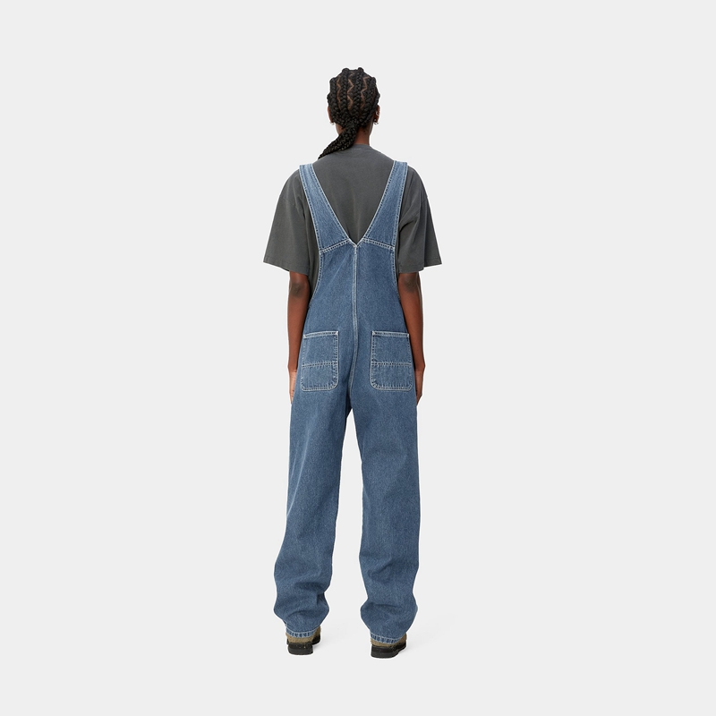 Blue Women Carhartt Bib Straight Overalls | ZWC-208541