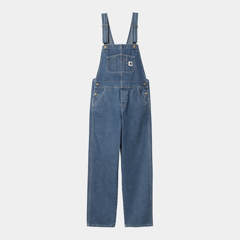 Blue Women Carhartt Bib Straight Overalls | ZWC-208541