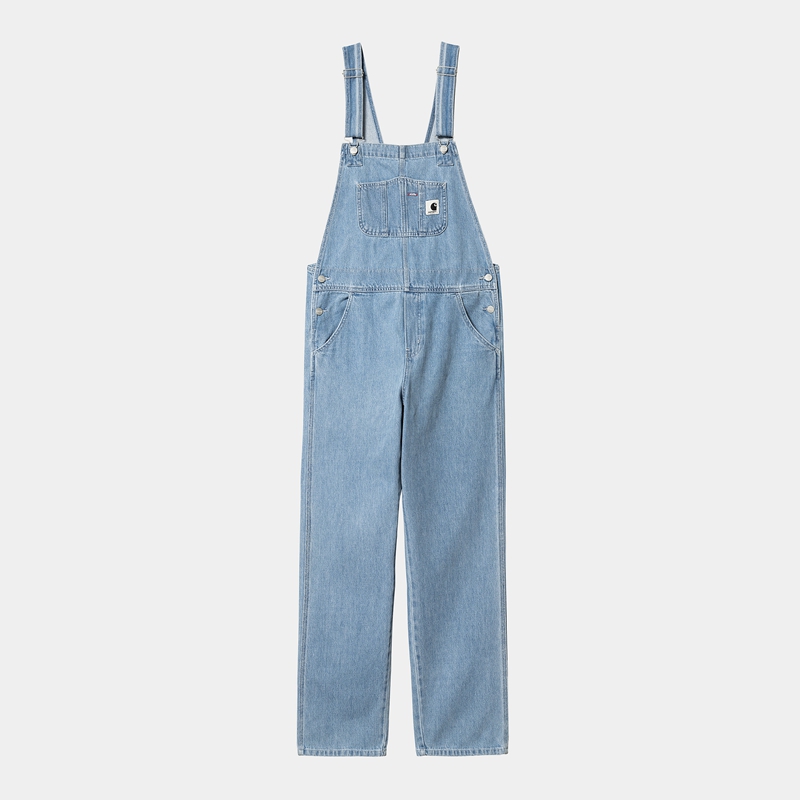 Blue Women Carhartt Bib Straight Overalls | EWR-649750