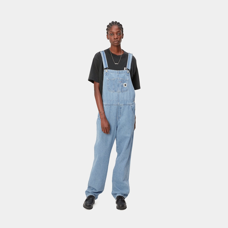 Blue Women Carhartt Bib Straight Overalls | EWR-649750