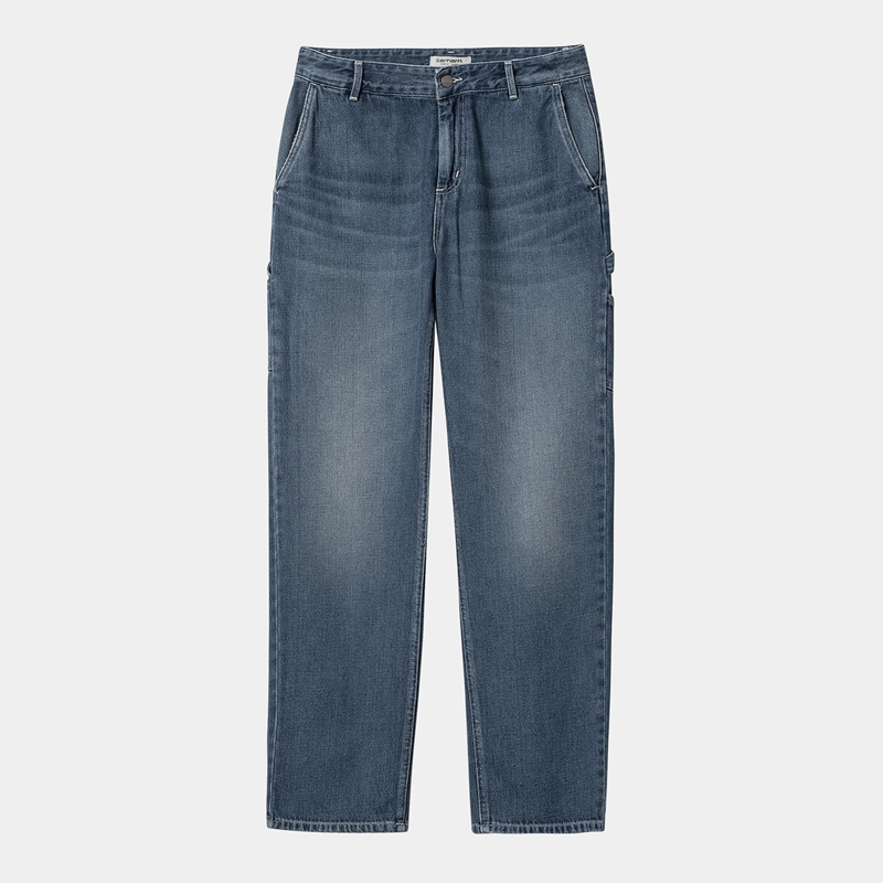 Blue Women Carhartt Pierce Straight Pants | IRU-461592