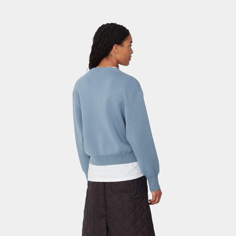 Blue Women Carhartt Signature Sweatshirt | EUT-253179