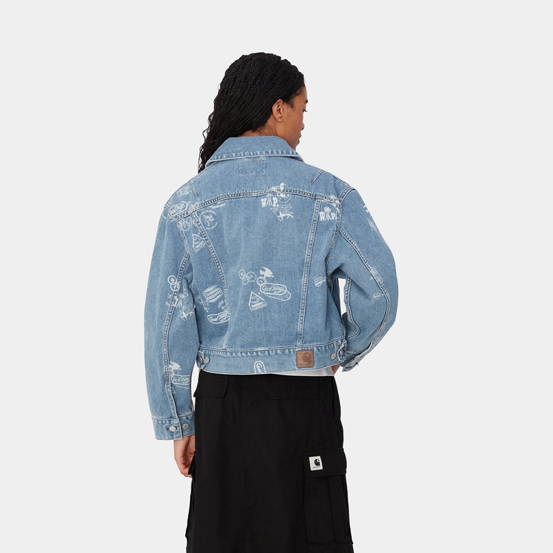 Blue Women Carhartt Stamp Jackets | UAG-892473