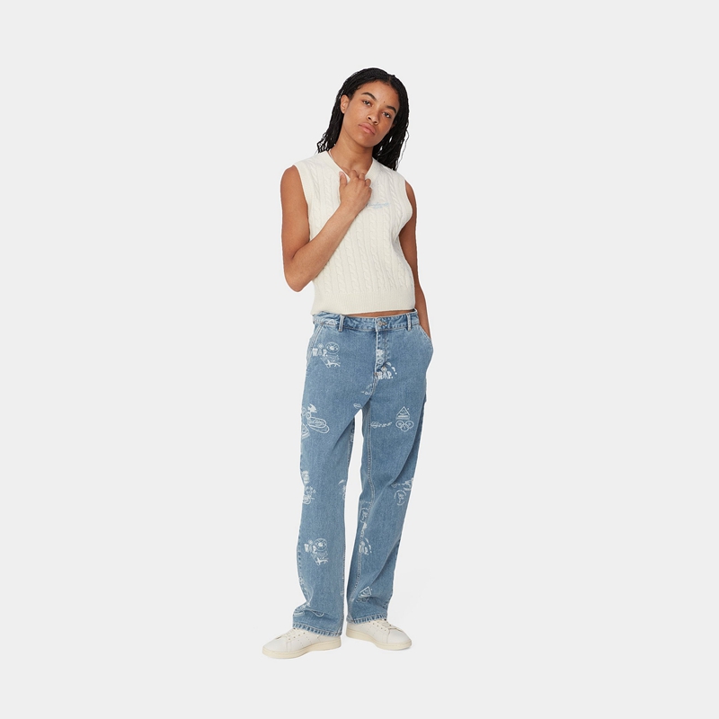 Blue Women Carhartt Stamp Pants | ZEV-165794