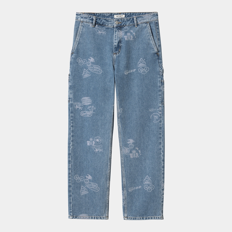 Blue Women Carhartt Stamp Pants | ZEV-165794