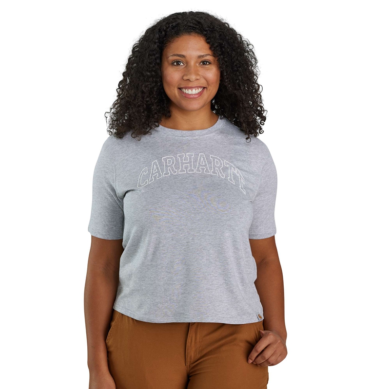 Blue Women Carhartt TENCEL™ Fiber Series Loose Fit-Sleeve Graphic T-Shirt | AZC-948312