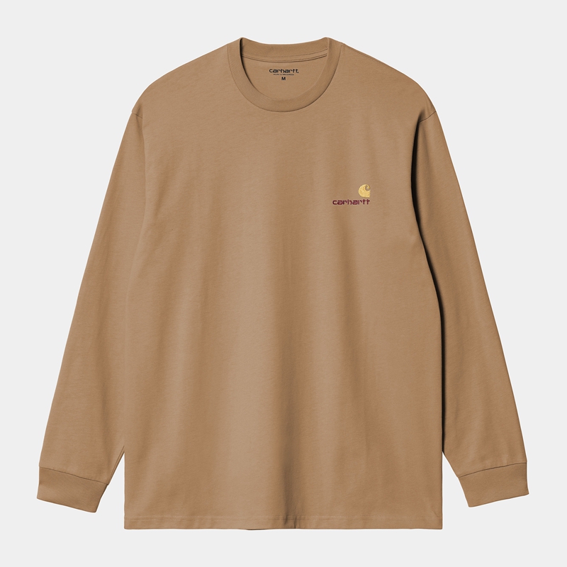 Brown Men Carhartt American Script Sweatshirt | CNK-374128