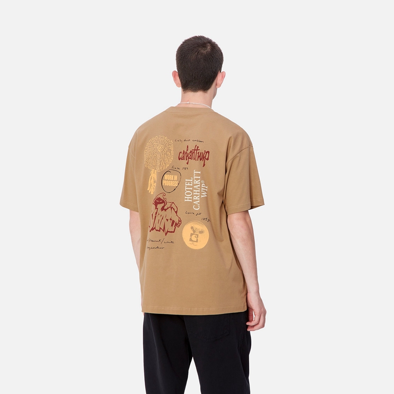 Brown Men Carhartt Archivo T-Shirt | MHN-638120