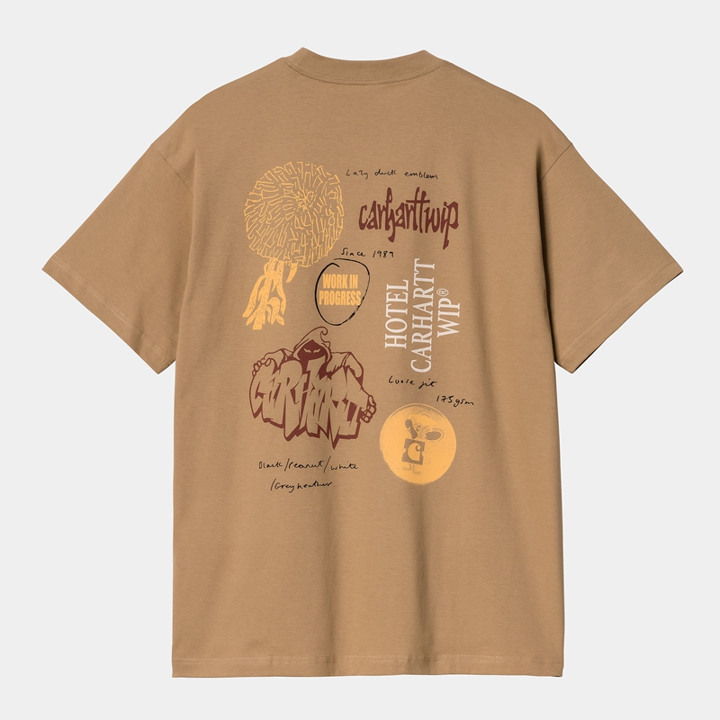 Brown Men Carhartt Archivo T-Shirt | MHN-638120