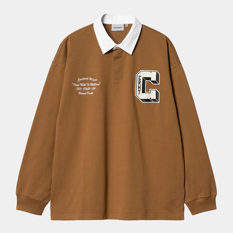 Brown Men Carhartt Brown Ducks Rugby Shirts | FNA-804236