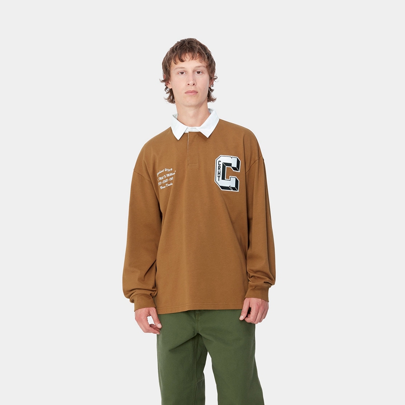 Brown Men Carhartt Brown Ducks Rugby Shirts | FNA-804236