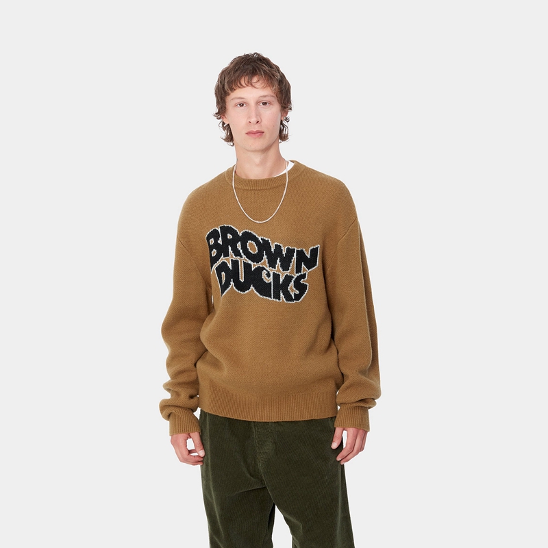 Brown Men Carhartt Brown Ducks Sweatshirt | HKZ-873601