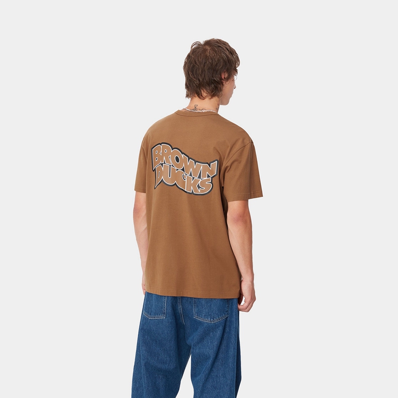 Brown Men Carhartt Brown Ducks T-Shirt | QJI-598123