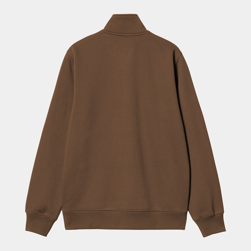 Brown Men Carhartt Chase Neck Zip Sweatshirt | JXV-165982