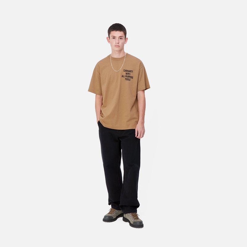 Brown Men Carhartt Cross Screw T-Shirt | KFY-402736