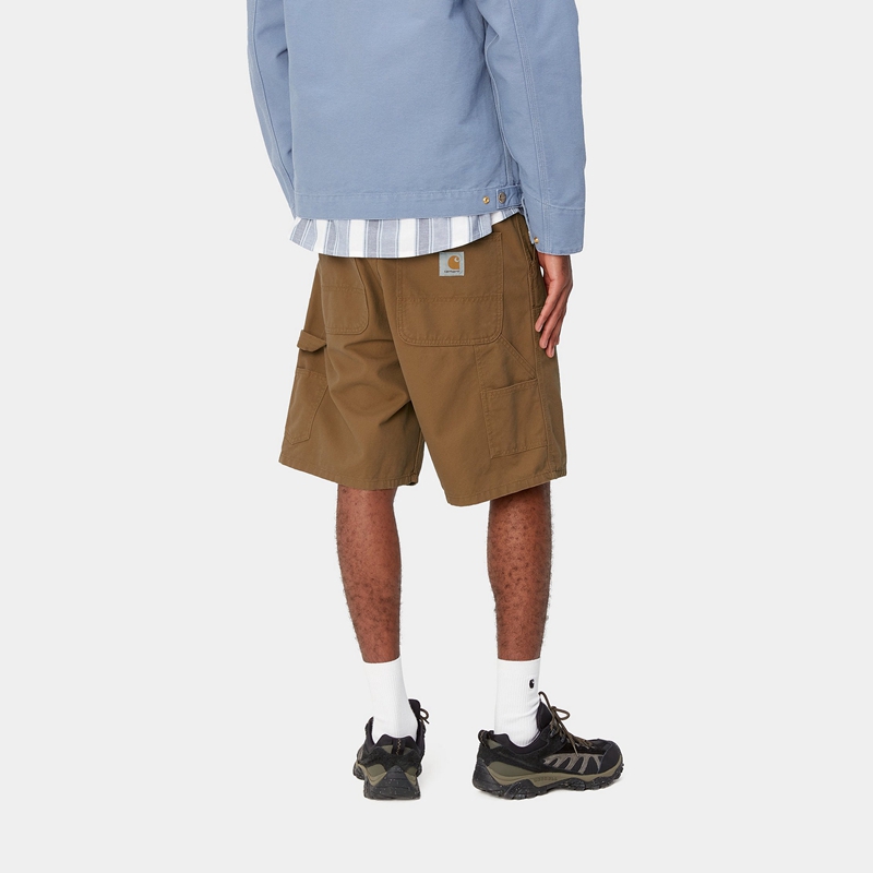 Brown Men Carhartt Double Knee Shorts | EZV-384276