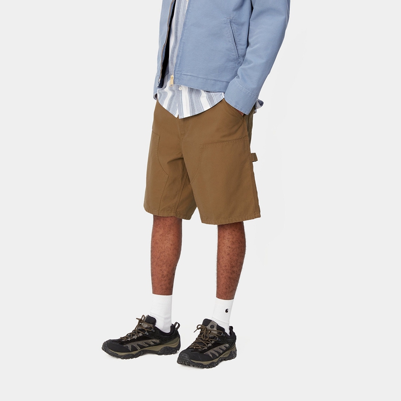 Brown Men Carhartt Double Knee Shorts | EZV-384276