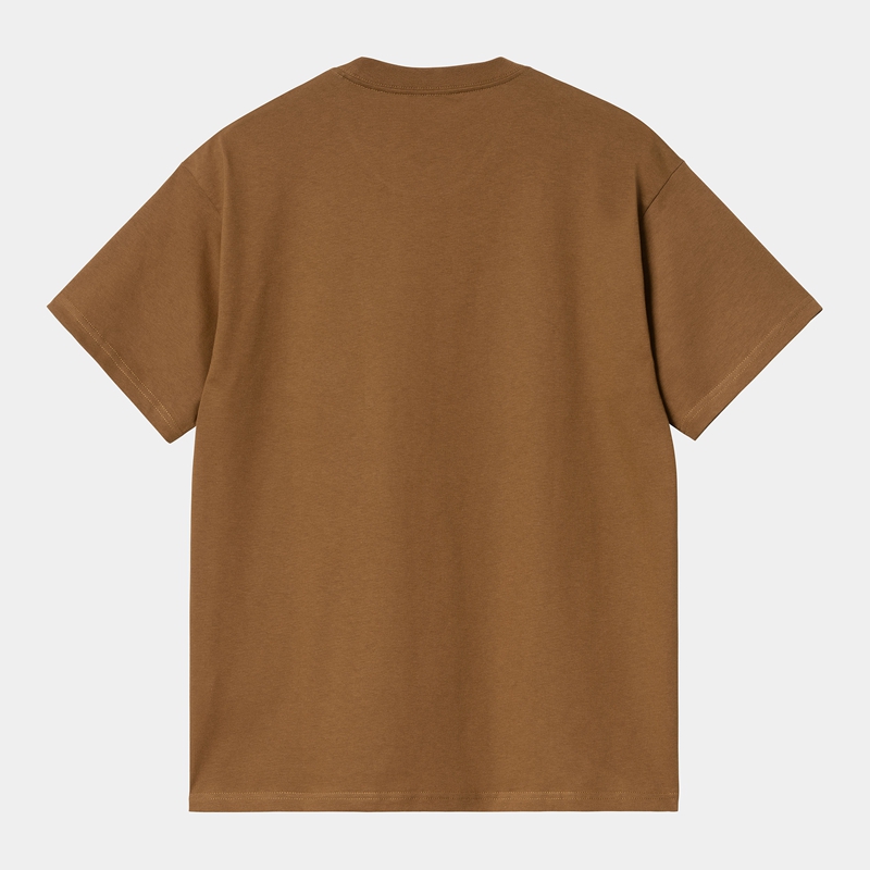 Brown Men Carhartt Heart Train Pocket T-Shirt | WUX-958421