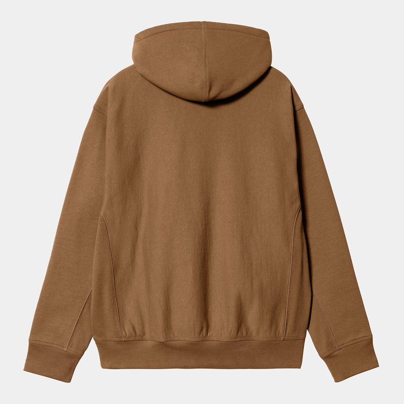 Brown Men Carhartt Hooded American Script Hoodie | EZB-621594