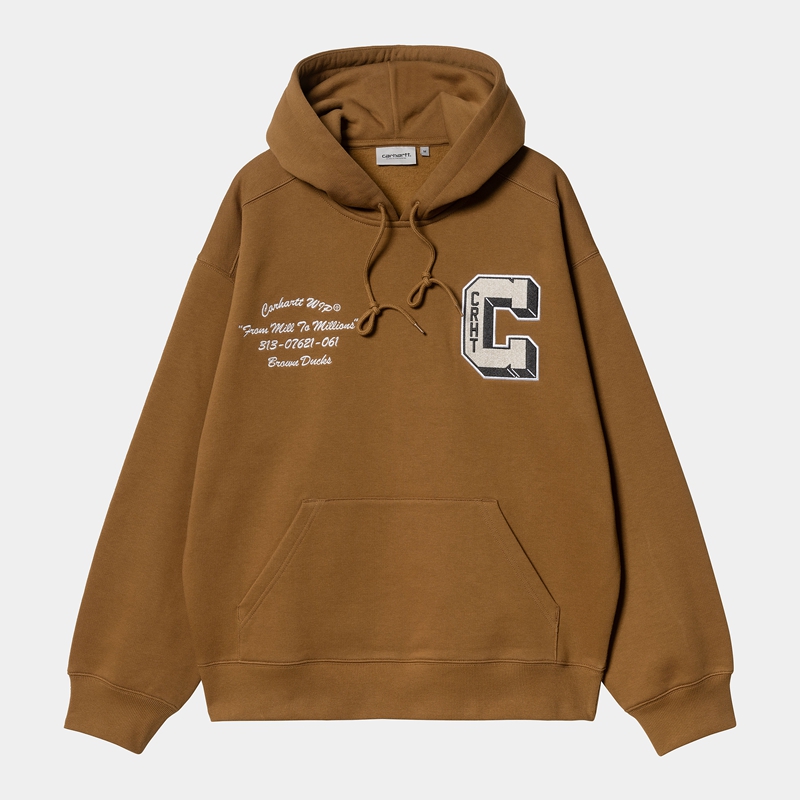 Brown Men Carhartt Hooded Brown Ducks Hoodie | CRU-054872