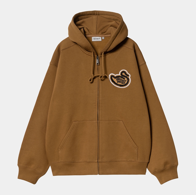 Brown Men Carhartt Hooded Brown Ducks Jackets | INS-791263