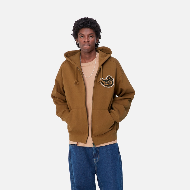 Brown Men Carhartt Hooded Brown Ducks Jackets | INS-791263