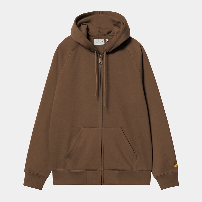 Brown Men Carhartt Hooded Chase Jackets | VGQ-589630