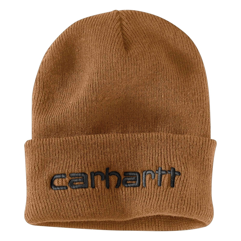 Brown Men Carhartt Knit Insulated Logo Graphic Cuffed Beanie Hats | GAQ-187325