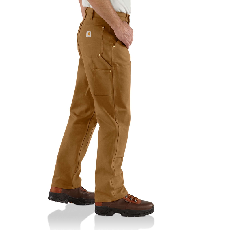 Brown Men Carhartt Loose Fit Firm Duck Double-Front Utility Work Pants | JWS-195026