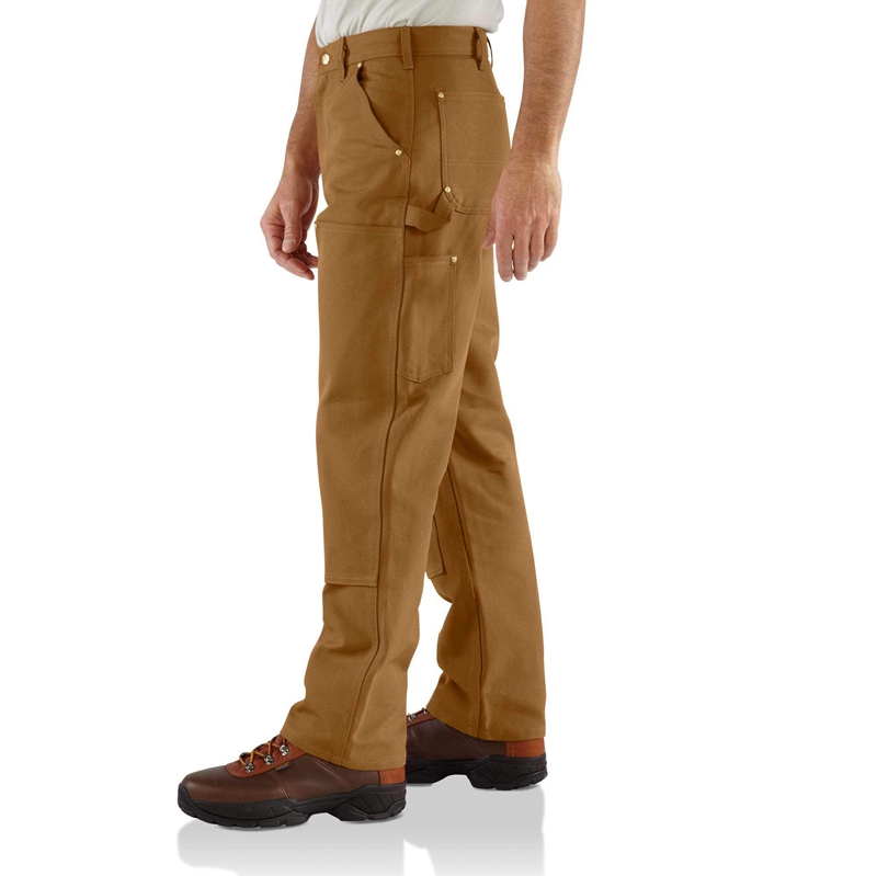 Brown Men Carhartt Loose Fit Firm Duck Double-Front Utility Work Pants | JWS-195026